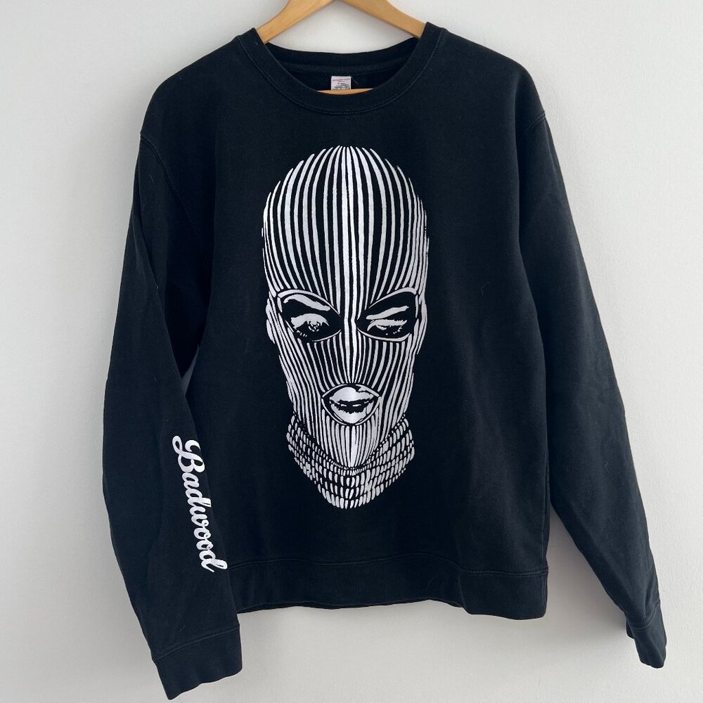 BADWOOD Limited Edition O.G. Ski Mask Crewneck Streetwear Graphic Sweatshirt M